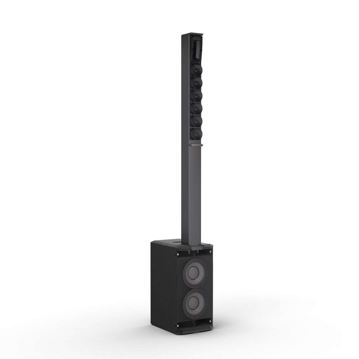 LD SYSTEMS Maui 11 G3 Black con cover originali ex-demo 3 Sistema audio a colonna LD MAUI 11 G3 con griglie rimosse, mostrando gli altoparlanti interni.
