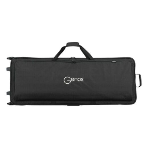 borsa imbottita Yamaha SC-Genos nera per tastiera Genos, con logo bianco centrale e maniglia superiore.