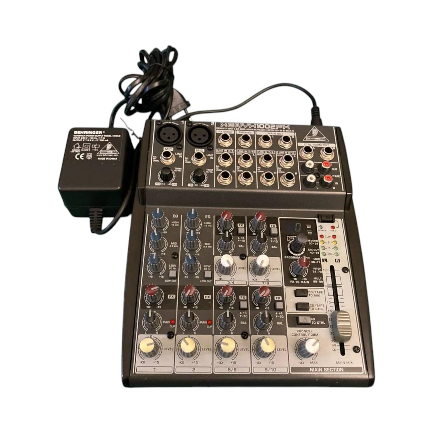 Behringer Xenyx 1002FX Mixer Passivo 10 Ingressi con Effetti USATO 1 Mixer audio Behringer Xenyx 1002FX con alimentatore, manopole EQ e ingressi jack/XLR